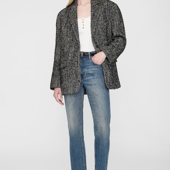 NWT anine bing quinn tweed blazer salt and pepper size medium - Picture 2 of 4